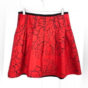 GAP Red Floral Scuba A-Line Skirt